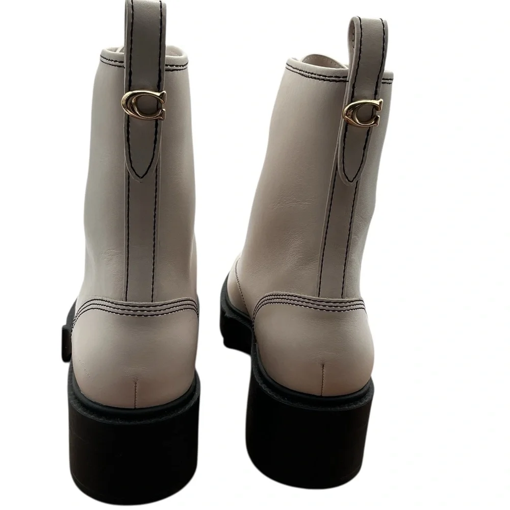 NWT Coach Liza Cream Ankle Boots with Black Soles‎ size 10B